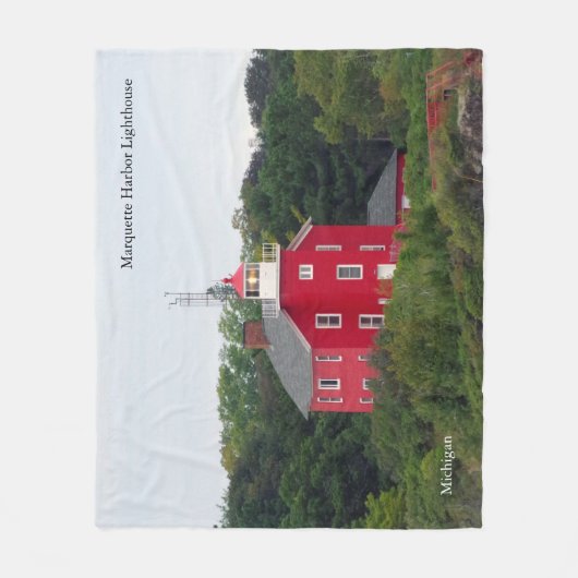 Marquette Harbour Lighthouse blanket Fleece Deken (Voorkant)