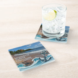 Marquette Harbour Lighthouse, Marquette, Verenigd  Glazen Onderzetter