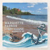 Marquette Harbour Lighthouse, Marquette, Verenigd Glazen Onderzetter (Voorkant)