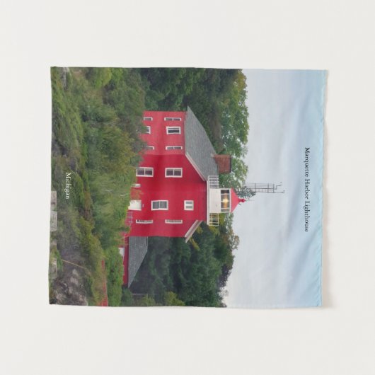 Marquette Harbour Lighthouse tapestry Wandkleed (Voorkant (horizontaal))