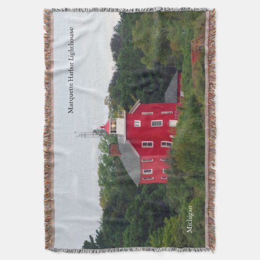 Marquette Harbour Lighthouse woven deken (Voorkant Verticaal)