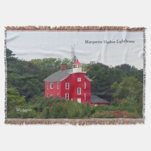 Marquette Harbour Lighthouse woven deken (Voorkant)