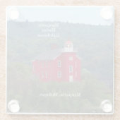 Marquette Harbour onderzetter vuurtoren Glazen Onderzetter (Achterkant)