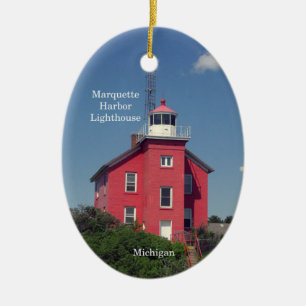 Marquette Harbour vuurtoren ovaal versierend Keramisch Ornament