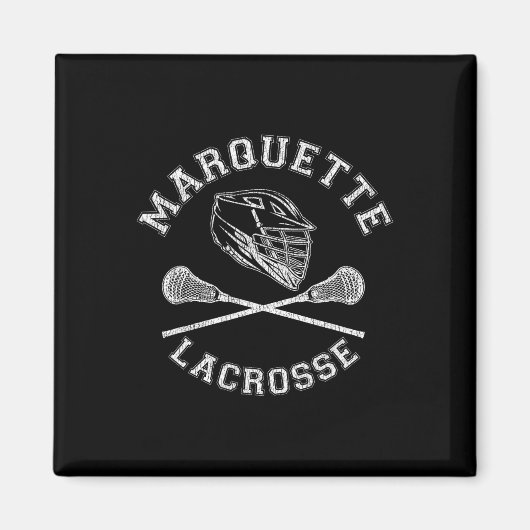 Marquette Lacrosse Distressed Retro Lax Magneet (Voorkant)