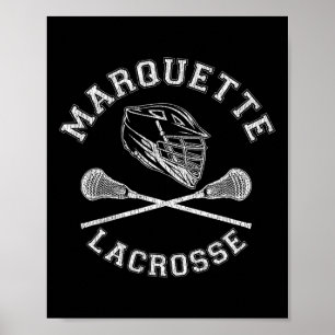 Marquette Lacrosse  Distressed Retro Lax Poster