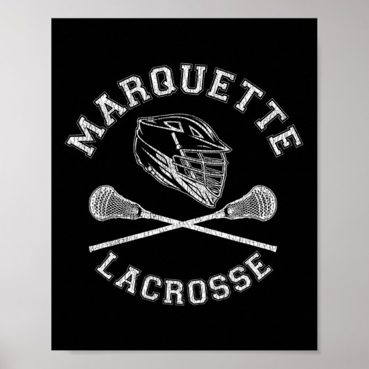 Marquette Lacrosse  Distressed Retro Lax Poster (Voorkant)