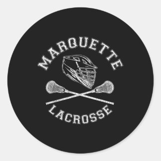 Marquette Lacrosse  Distressed Retro Lax Ronde Sticker
