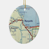 Marquette MI Old Map Keramisch Ornament (Rechts)