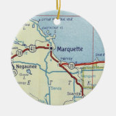 Marquette MI Old Map Keramisch Ornament (Voorkant)