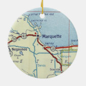 Marquette MI Old Map Keramisch Ornament (Achterkant)