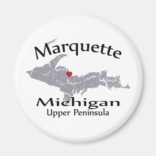 Marquette Michigan Heart Map Design Magnet (Voorkant)