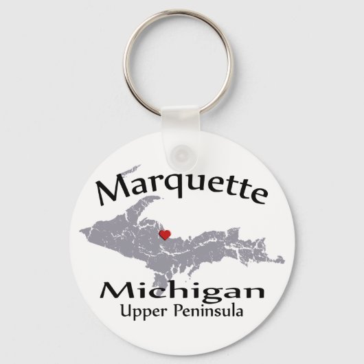 Marquette Michigan Heart Map Design Sleutelhanger (Voorkant)