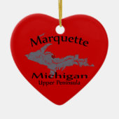Marquette Michigan Heart Map Ornament (Voorkant)