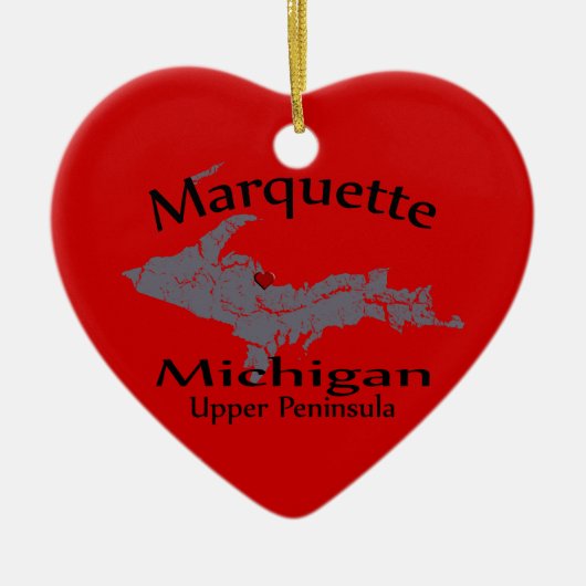 Marquette Michigan Heart Map Ornament (Voorkant)