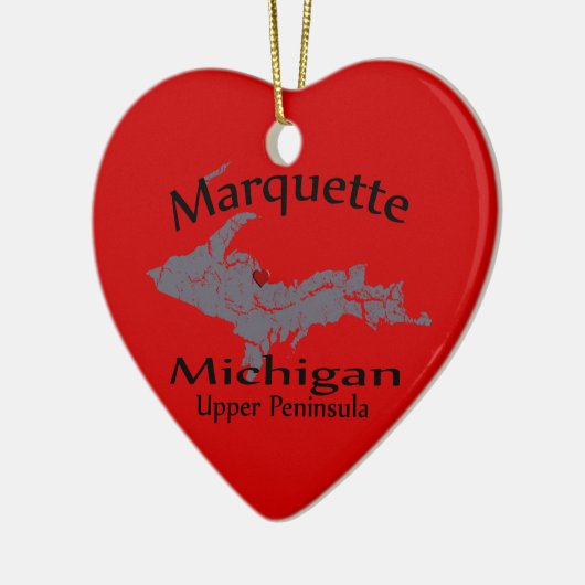 Marquette Michigan Heart Map Ornament (Links)