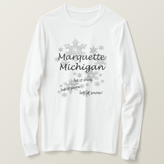 Marquette Michigan Snowflake Snow Dames T-shirt (Design voorkant)