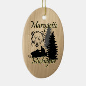 Marquette Michigan Snowmobile Beer keramiek Keramisch Ornament (Rechts)