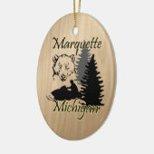 Marquette Michigan Snowmobile Beer keramiek Keramisch Ornament (Links)