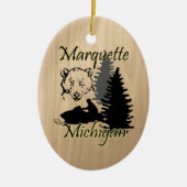 Marquette Michigan Snowmobile Beer keramiek Keramisch Ornament (Voorkant)