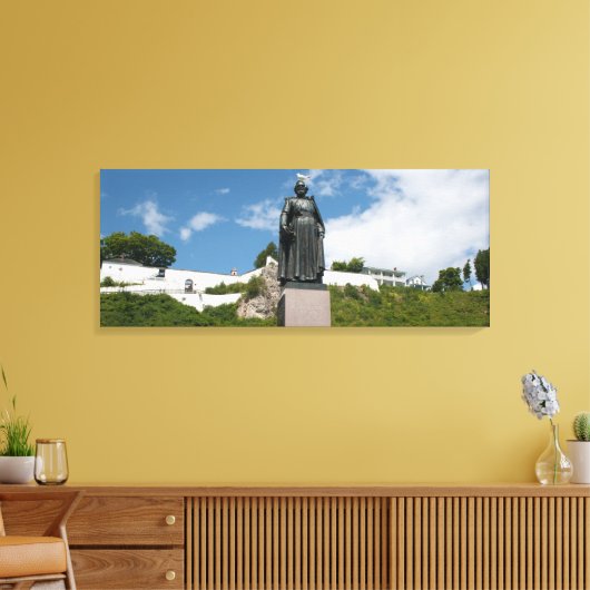 Marquette Statue, Mackinac Island, Michigan Canvas Afdruk (Insitu (Woonkamer))