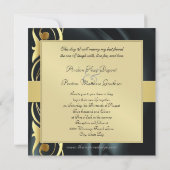 Marquis Black Silk Gold Scroll Pearl Invitation Kaart (Achterkant)