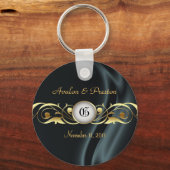 Marquis Black Silk Gold Scroll Pearl Sleutelhanger (Voorkant)