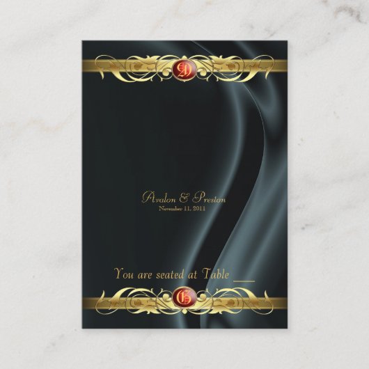 Marquis Black Silk Gold Scroll Ruby Plaatskaart Plaatskaartje (Voorkant)