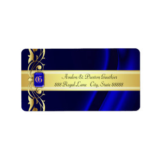 Marquis Blauw & Gouden Zijde Adresetiketten Etiket