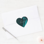 Marquis Blauwgroen Hart Liefde Sticker (Envelop)