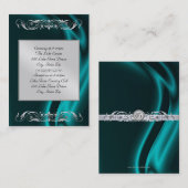 Marquis Blauwgroen Silk Silver Guest Info Visiteka Visitekaartje (Voorkant / Achterkant)