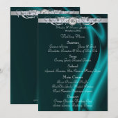 Marquis Blauwgroen Silk Silver Scroll Wedding Menu (Voorkant / Achterkant)