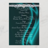 Marquis Blauwgroen Silk Silver Scroll Wedding Menu (Voorkant)