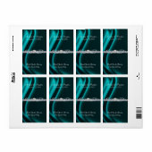 Marquis Blauwgroen Silk Silver Scroll Wijn Trouwla Etiket (Full Sheet)