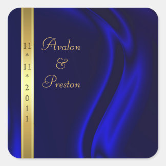 Marquis Blue Silk Gold Save The Date Sticker