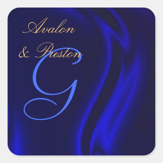 Marquis Blue Silk Square Monogram Sticker (Voorkant)