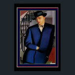 "Marquis d'Afflito" Art Deco Portret van Lempicka Poster<br><div class="desc">Portret van de Marquis d'Afflito (op een trap),  1926 Tamara de Lempicka 13 x 19</div>