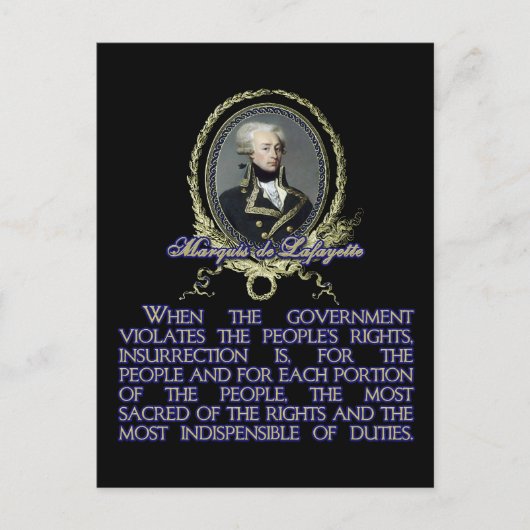 Marquis de Lafayette Quote on Insurrection Briefkaart (Voorkant)