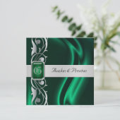 Marquis Emerald Silk Green Jewel-uitnodiging Kaart (Staand voorkant)