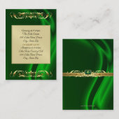 Marquis Green Silk Gold Guest Info Visitekaartje (Voorkant / Achterkant)