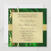 Marquis Green Silk Gold Scroll Emerald Invitation Kaart (Achterkant)