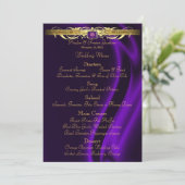Marquis Paars Silk Gold Scroll WeddenMenu Menu (Staand voorkant)