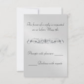 Marquis Paarse Silk Silver Scroll Pearl Rsvp Kaartje (Achterkant)