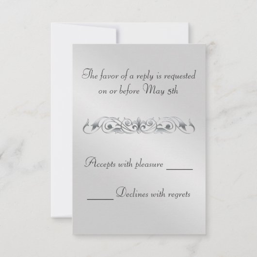 Marquis Paarse Silk Silver Scroll Pearl Rsvp Kaartje (Achterkant)