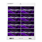 Marquis Paarse Zijde Zilver Wijn Trouwlabel Etiket (Full Sheet)