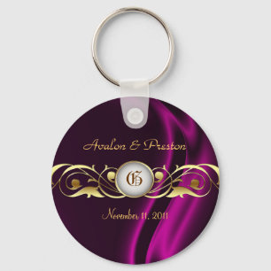 Marquis Pink Silk Gold Scroll Pearl Sleutelhanger