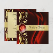 Marquis Red Silk Gold Scroll Ruby Invitation Kaart (Voorkant / Achterkant)