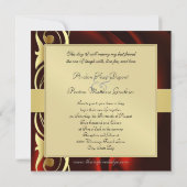 Marquis Red Silk Gold Scroll Ruby Invitation Kaart (Achterkant)