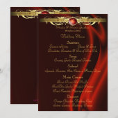 Marquis Red Silk Gold Scroll Weddenmenu Menu (Voorkant / Achterkant)