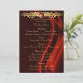 Marquis Red Silk Gold Scroll Weddenmenu Menu (Staand voorkant)